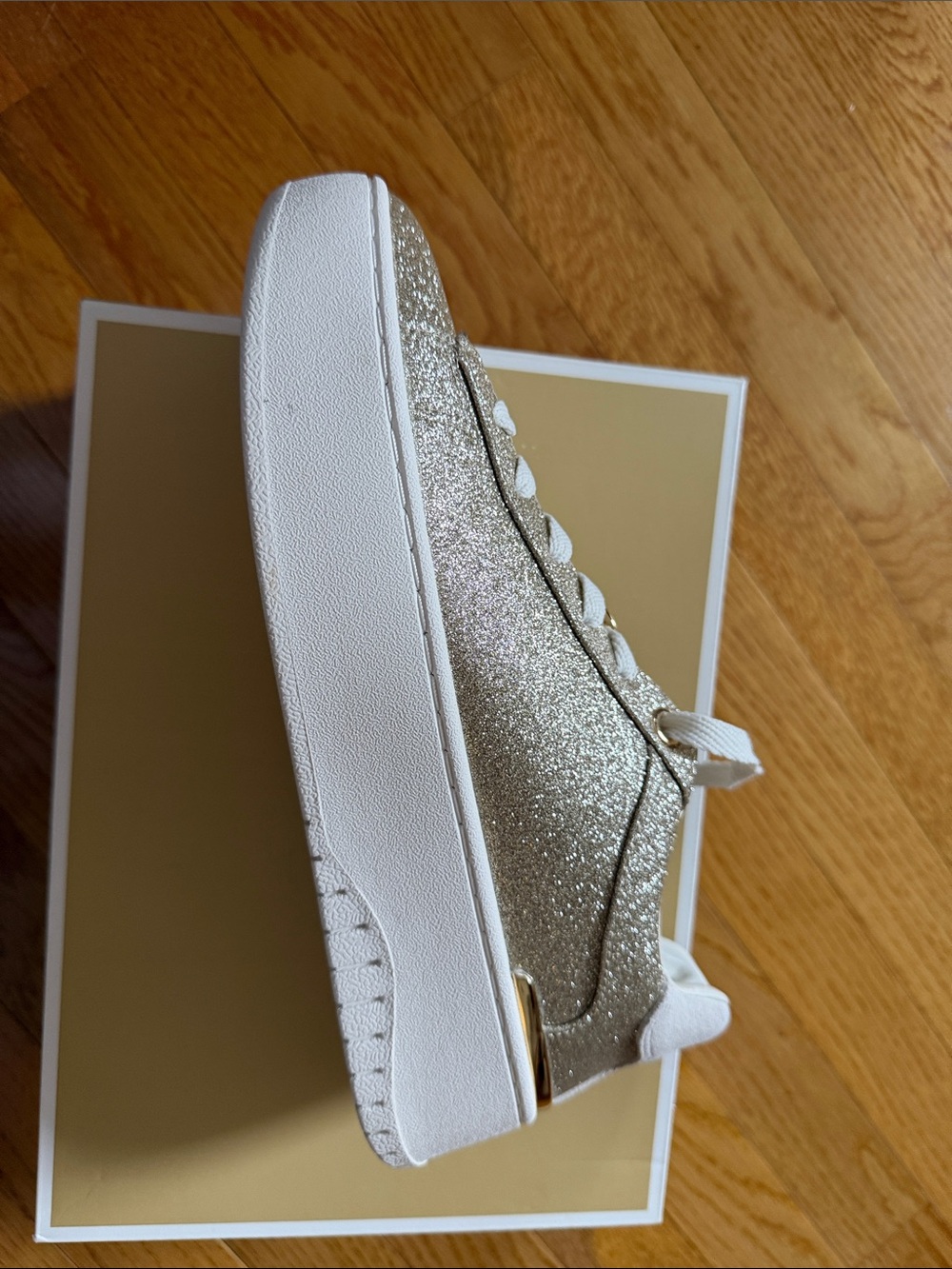 Michael Kors Women's Glitter Low-Top Sneakers in Gold - Picture 4 of 6